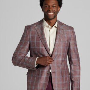 Men's Joseph Abboud Wine Plaid Blazer Size 42S - NWT